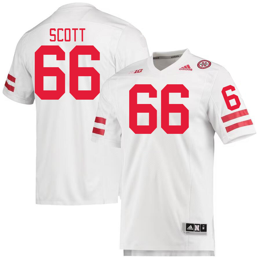 Men #66 Ben Scott Nebraska Cornhuskers College Football Jerseys Stitched Sale-White